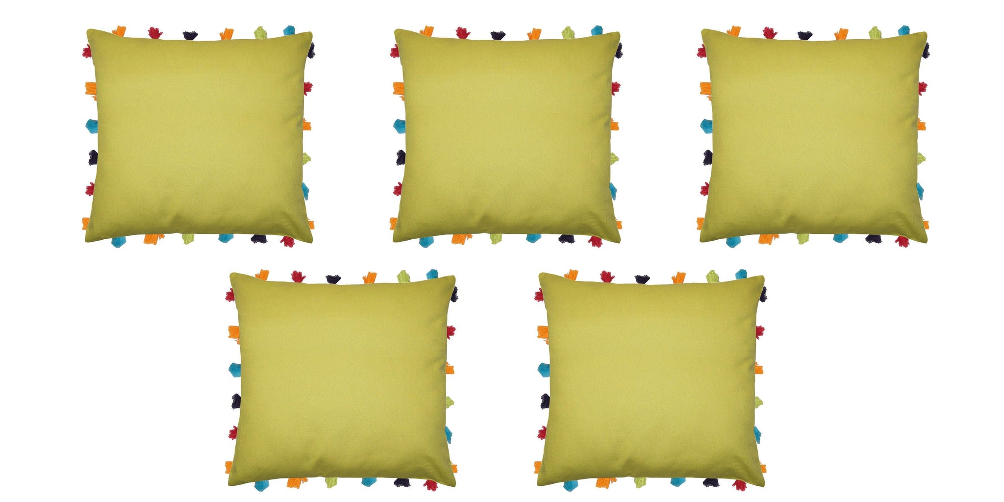 Lushomes Palm Cushion Cover with Colorful tassels (5 pcs, 18 x 18”) - Lushomes