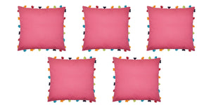 Lushomes Rasberry Cushion Cover with Colorful tassels (5 pcs, 18 x 18”) - Lushomes
