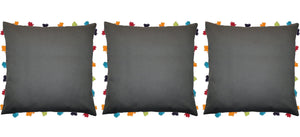 Lushomes Sedona Sage Cushion Cover with Colorful tassels (3 pcs, 18 x 18”) - Lushomes