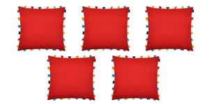 Lushomes Tomato Cushion Cover with Colorful tassels (5 pcs, 18 x 18”) - Lushomes