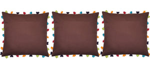 Lushomes French Roast Cushion Cover with Colorful tassels (3 pcs, 20 x 20”) - Lushomes