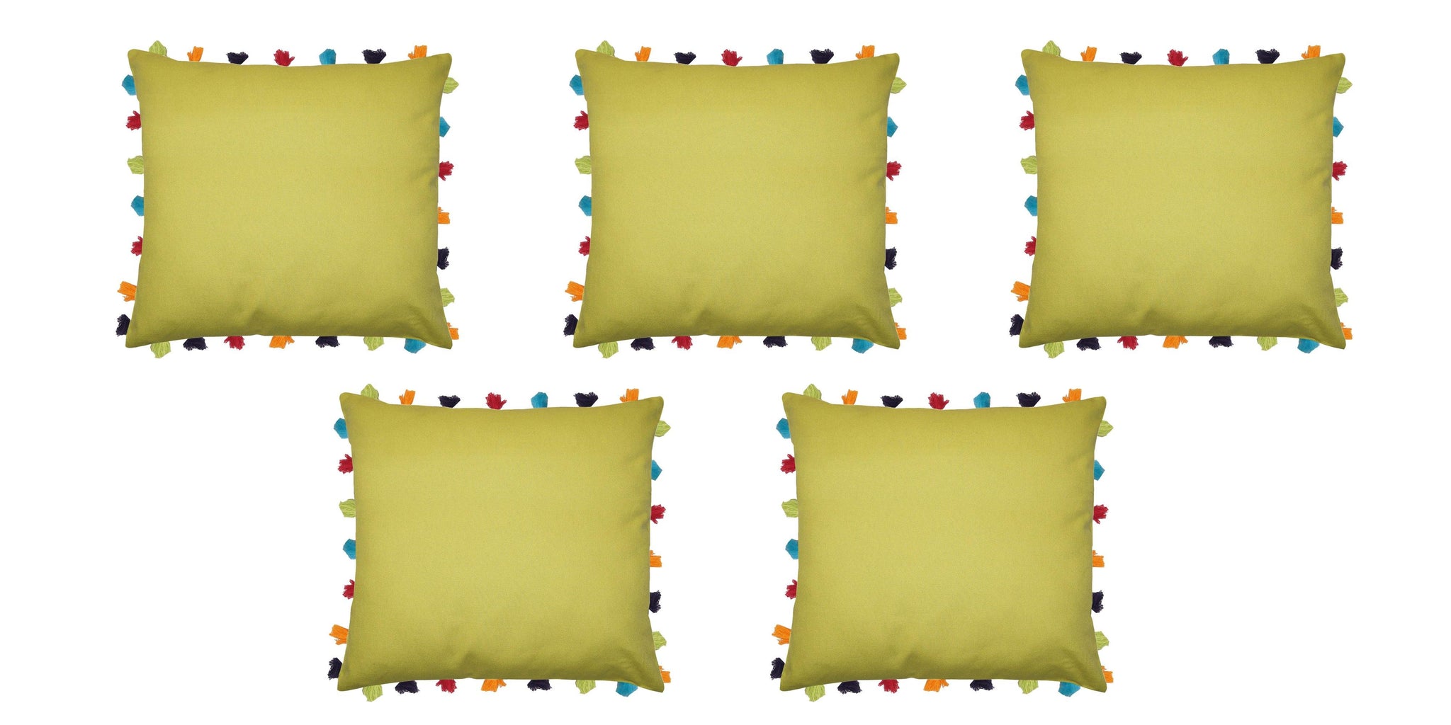 Lushomes Palm Cushion Cover with Colorful tassels (5 pcs, 20 x 20”) - Lushomes