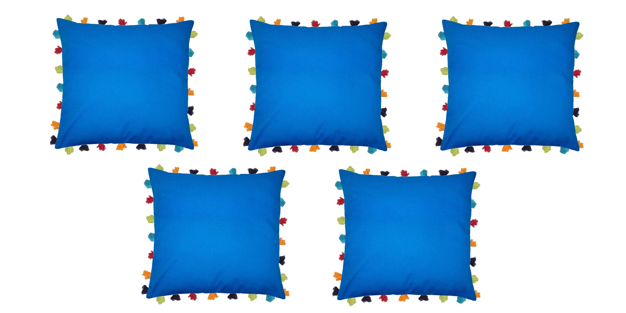 Lushomes Sky Diver Cushion Cover with Colorful tassels (5 pcs, 20 x 20”) - Lushomes