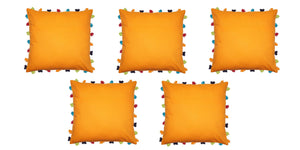 Lushomes Sun Orange Cushion Cover with Colorful tassels (5 pcs, 20 x 20”) - Lushomes