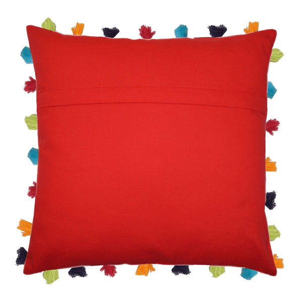 Lushomes Tomato Cushion Cover with Colorful tassels (5 pcs, 20 x 20”) - Lushomes