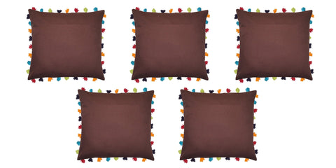 Lushomes French Roast Cushion Cover with Colorful tassels (5 pcs, 24 x 24”) - Lushomes