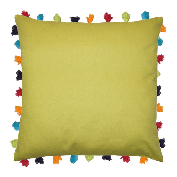 Lushomes Palm Cushion Cover with Colorful tassels (Single pc, 24 x 24”) - Lushomes