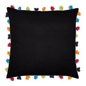 Lushomes Pirate Black Cushion Cover with Colorful tassels (Single pc, 24 x 24”) - Lushomes
