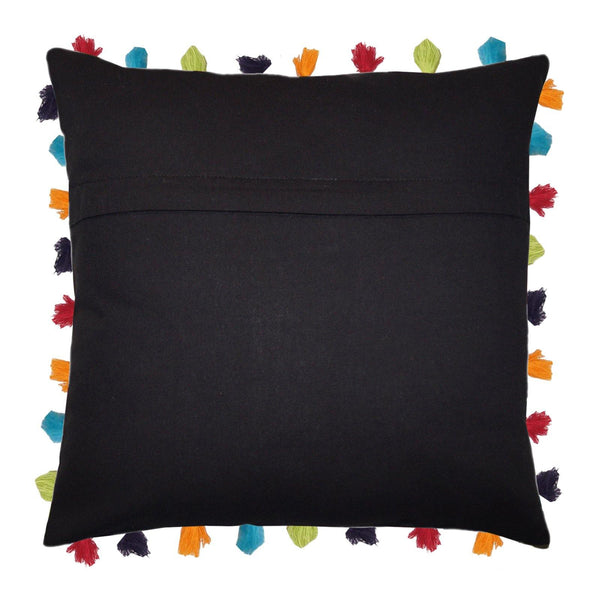 Lushomes Pirate Black Cushion Cover with Colorful tassels (5 pcs, 24 x 24”) - Lushomes