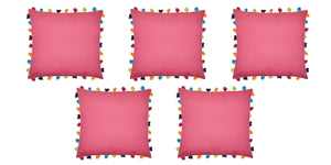 Lushomes Rasberry Cushion Cover with Colorful tassels (5 pcs, 24 x 24”) - Lushomes