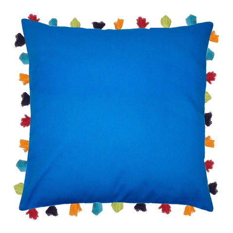 Lushomes Sky Diver Cushion Cover with Colorful tassels (Single pc, 24 x 24”) - Lushomes