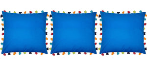 Lushomes Sky Diver Cushion Cover with Colorful tassels (3 pcs, 24 x 24”) - Lushomes