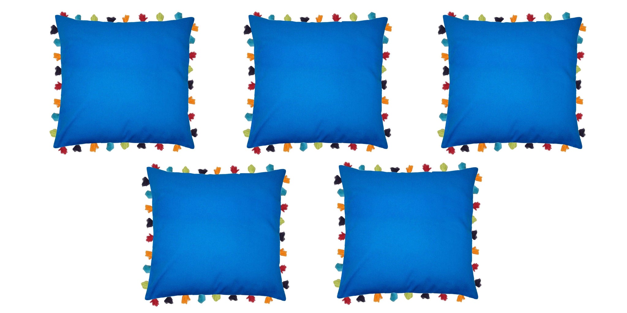 Lushomes Sky Diver Cushion Cover with Colorful tassels (5 pcs, 24 x 24”) - Lushomes