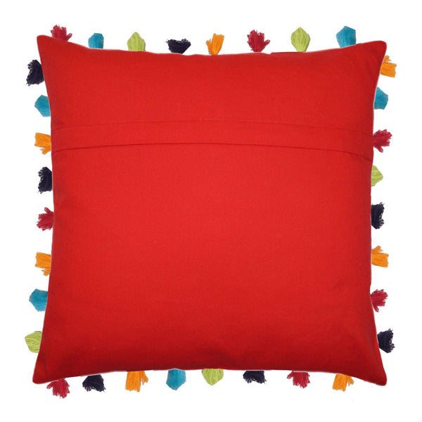 Lushomes Tomato Cushion Cover with Colorful tassels (3 pcs, 24 x 24”) - Lushomes