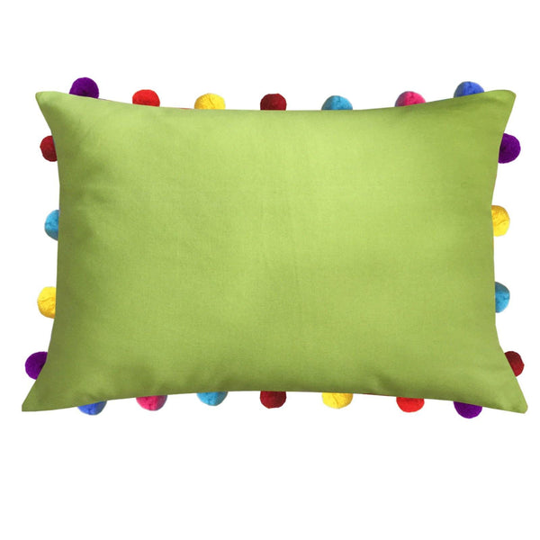 Lushomes Palm Cushion Cover with Colorful Pom poms (5 pcs, 14 x 20”) - Lushomes