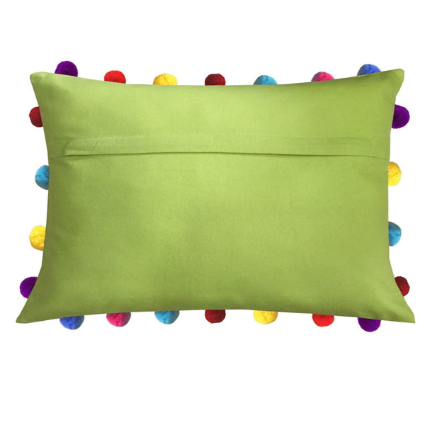 Lushomes Palm Cushion Cover with Colorful Pom poms (5 pcs, 14 x 20”) - Lushomes