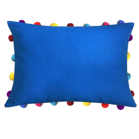 Lushomes Sky Diver Cushion Cover with Colorful Pom poms (Single pc, 14 x 20”) - Lushomes