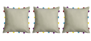 Lushomes Sand Cushion Cover with Colorful pom poms (3 pcs, 14 x 14”) - Lushomes