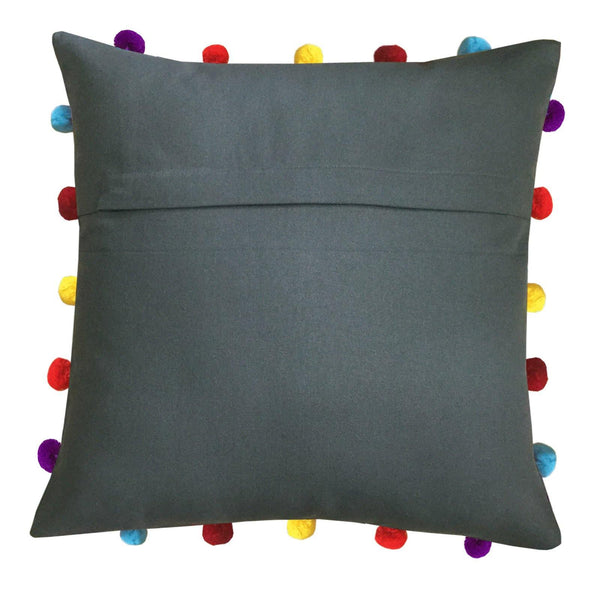 Lushomes Sedona Sage Cushion Cover with Colorful pom poms (5 pcs, 16 x 16”) - Lushomes