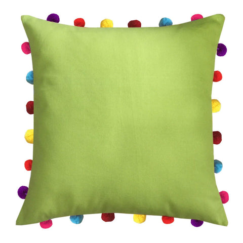 Lushomes Palm Cushion Cover with Colorful Pom pom (Single pc, 18 x 18”) - Lushomes