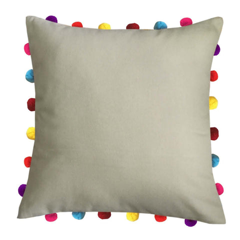 Lushomes Sand Cushion Cover with Colorful Pom pom (Single pc, 18 x 18”) - Lushomes