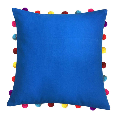 Lushomes Sky Diver Cushion Cover with Colorful Pom pom (Single pc, 18 x 18”) - Lushomes