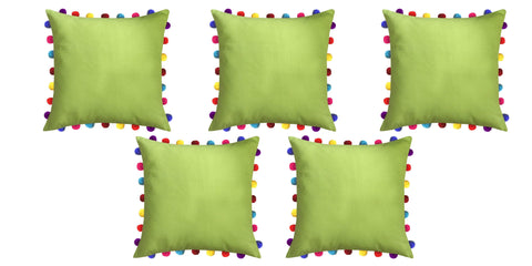 Lushomes Palm Cushion Cover with Colorful Pom Poms (5 pcs, 20 x 20”) - Lushomes