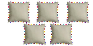 Lushomes Sand Cushion Cover with Colorful Pom Poms (5 pcs, 20 x 20”) - Lushomes