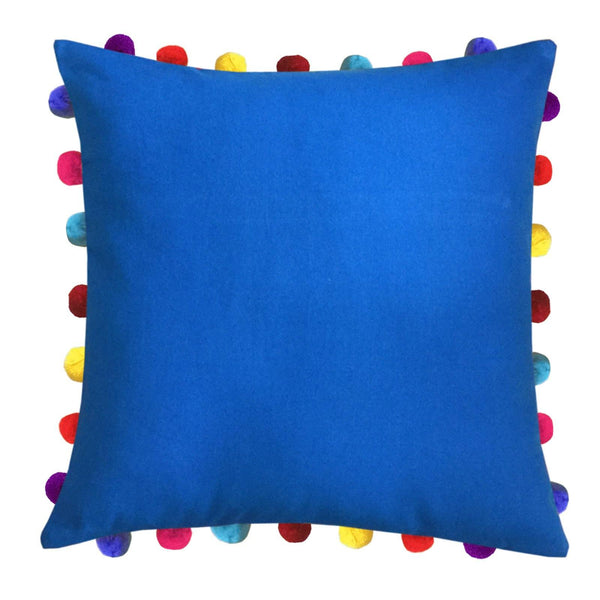 Lushomes Sky Diver Cushion Cover with Colorful Pom Poms (3 pcs, 20 x 20”) - Lushomes