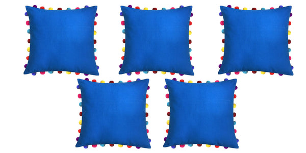 Lushomes Sky Diver Cushion Cover with Colorful Pom Poms (5 pcs, 20 x 20”) - Lushomes