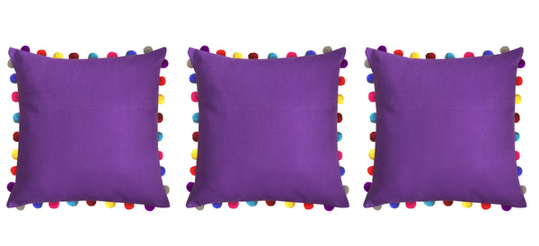 Lushomes cushion cover 24x24, boho cushion covers, sofa pillow cover, cushion covers with tassels, cushion cover with pom pom (24x24 Inches, Set of 1, Purple)