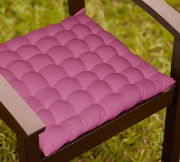 Lushomes Magenta Comfy Cotton Chair Cushion with 36 knots & 4 tie backs - Lushomes