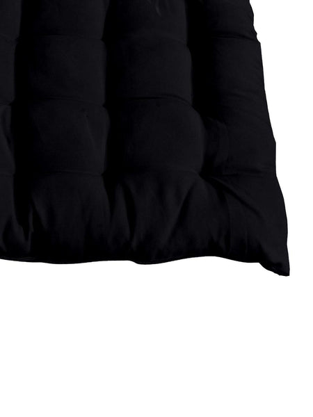 Lushomes Black Comfy Cotton Chair Cushion with 36 knots & 4 tie backs - Lushomes