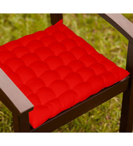 Lushomes Red Comfy Cotton Chair Cushion with 36 knots & 4 tie backs - Lushomes