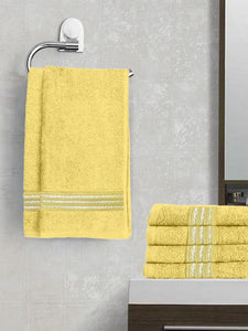 Lushomes Yellow Superior Cotton Hand Towel Set (40 x 60 cms, Pack of 6 Pcs) - Lushomes