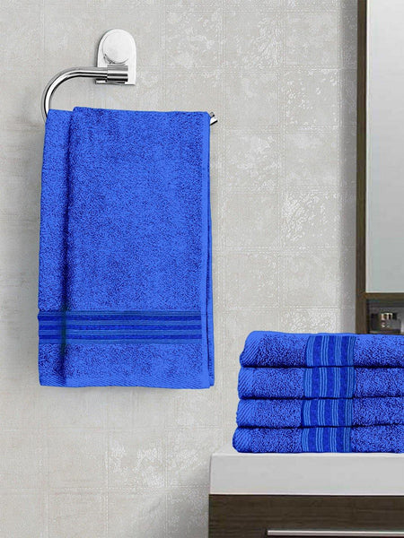 Lushomes Blue Cotton Hand Towel Sets 475 GSM (40 x 60 cms, Pack of 6) - Lushomes