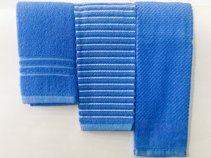 Lushomes Cotton Kitchen Towels, Hand Towel Set of 6, Napkin for Hand Towels (Pack of 3, 34 x 51 cms, Blue)