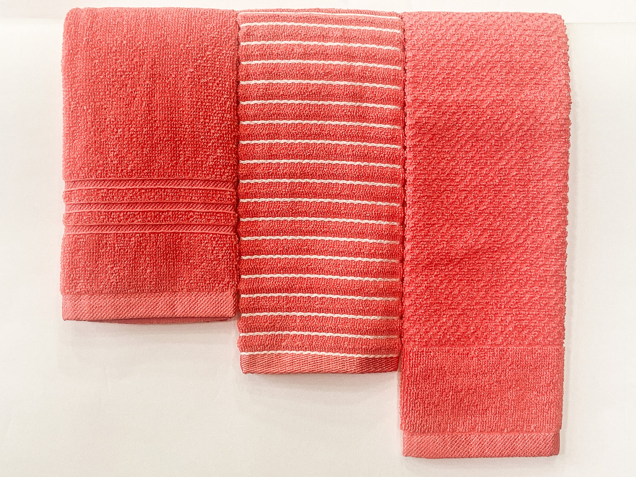 Lushomes Cotton Kitchen Towels, Hand Towel Set of 6, Napkin for Hand Towels  (Pack of 3, 34 x 51 cms, Coral)