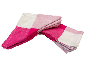 Cleaning Machine Washable Multipurpose Cotton Checked And Stripe Kitchen Towel Napkins, Modern kitchen accessories items, Napkins, Roti Clothes Wrap duster, 18x18 Inch, Set of 12, Checks Pink