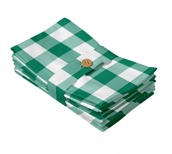Lushomes Buffalo Checks Parrot Green Plaid Dinning Kitchen Napkins with Cloth Belt (Pack of 6, 20 x 20 inch)