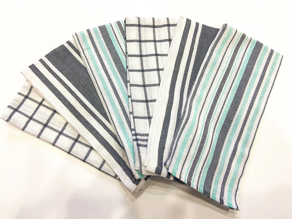 Lushomes Grey Cotton Kitchen Tea Towels Napkins (38 x 58 cms, Pack of 6) - Lushomes