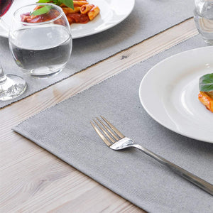 Lushomes dining table mats 6 pieces, Ribbed Cotton Cotton table mats, dining table accessories for home, kitchen accessories items (13 x 19 Inches, Pack of 6, Steel Grey)