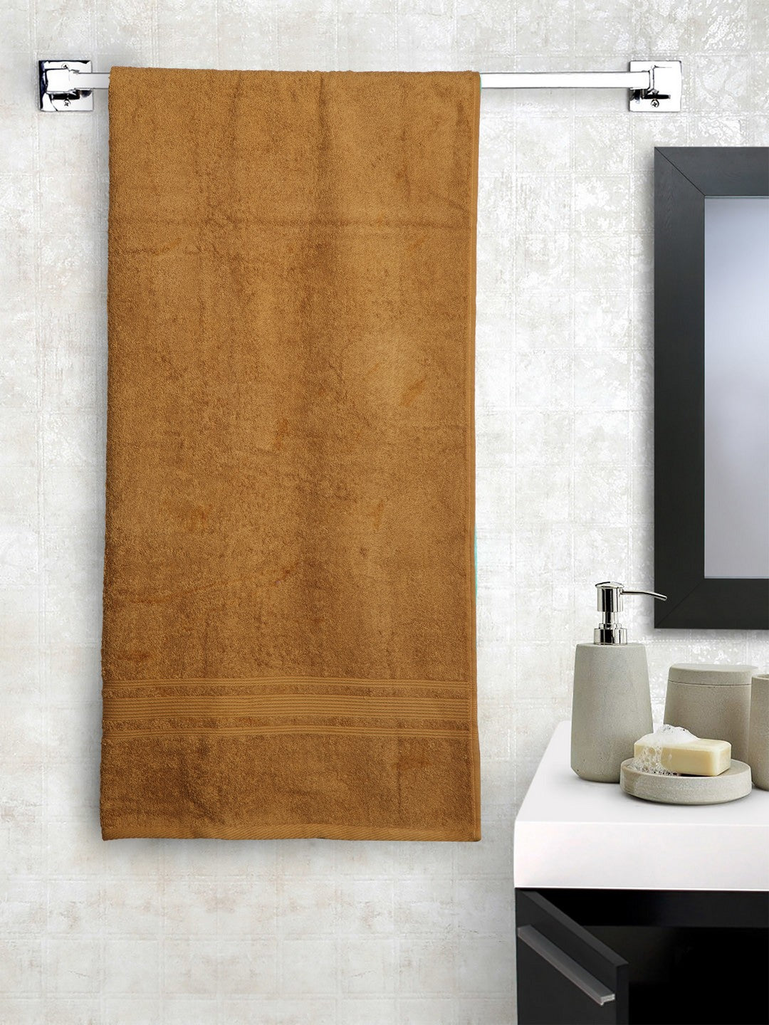 Lushomes Towels for Bath, Olive Brown Super Soft and Fluffy Bath Turkish Towel (Size 35 x 71 inches, Single Pc, 450GSM)