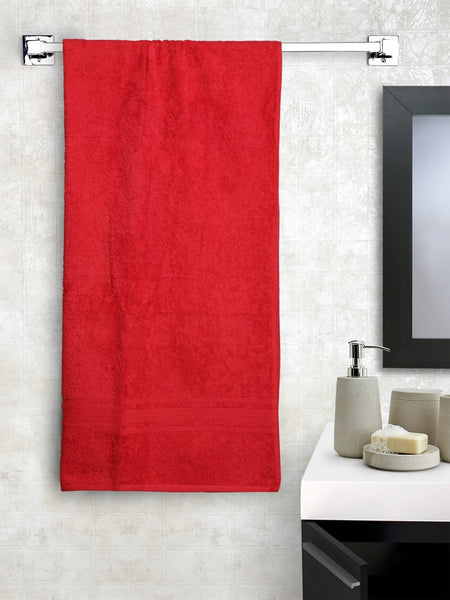 Lushomes Towels for Bath, Hibiscus Red Super Soft and Fluffy Bath Turkish Towel (Size 35 x 71 inches, Single Pc, 450GSM)