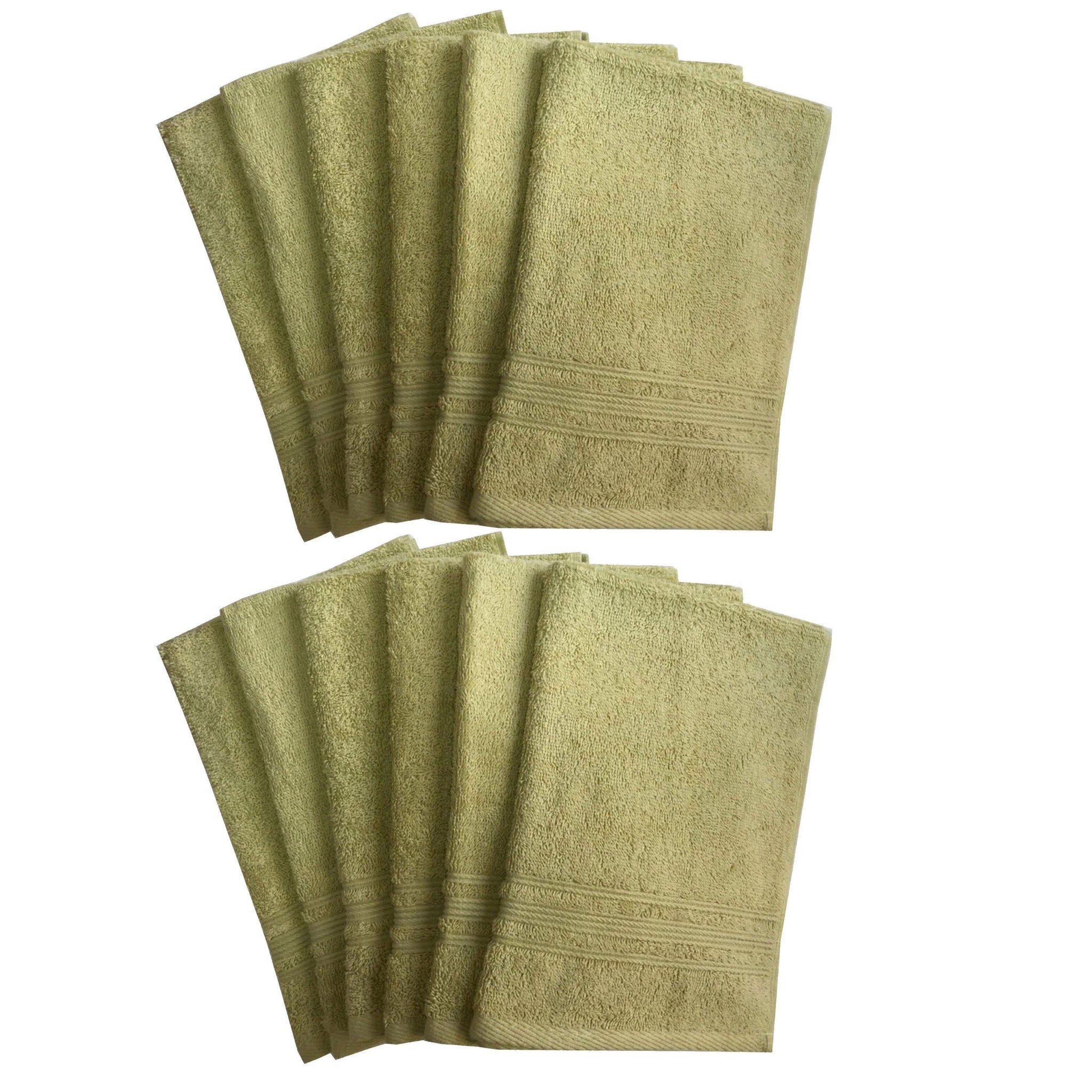 Lushomes Shadow Green Super Soft and Fluffy Cotton Hand Towel Set (Size: 40 x 60 cms, Pack of 12, 450 GSM) - Lushomes