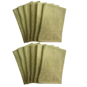 Lushomes Shadow Green Super Soft and Fluffy Cotton Hand Towel Set (Size: 40 x 60 cms, Pack of 12, 450 GSM) - Lushomes