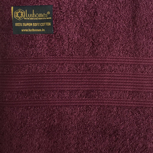 Lushomes Red Plum Super Soft and Fluffy Cotton Hand Towel Set (Size: 40 x 60 cms, Pack of 12, 450 GSM) - Lushomes