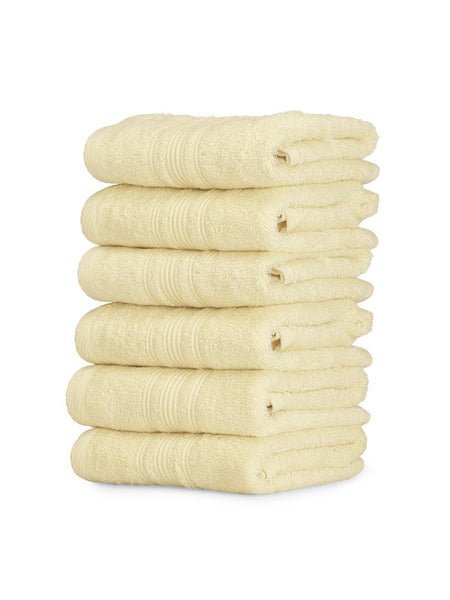 Lushomes Cream Super Soft and Fluffy Cotton Hand Towel Set (Size 40 x 60 cms, Pack of 6, 450 GSM) - Lushomes