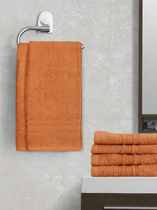 Lushomes Light Brown Super Soft and Fluffy Cotton Hand Towel Set (Size 40 x 60 cms, Pack of 6, 450 GSM) - Lushomes