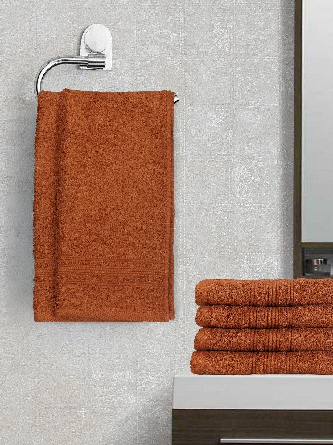 Lushomes Brown Super Soft and Fluffy Cotton Hand Towel Set (Size 40 x 60 cms, Pack of 6, 450 GSM) - Lushomes